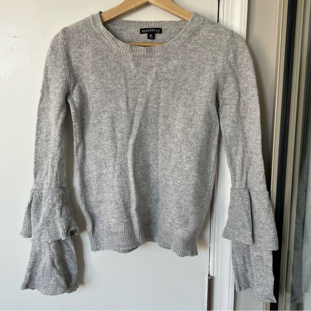 JCREW MERCANTILE ruffle sleeve sweater